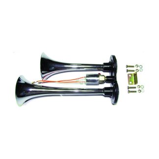 Fortpro 2 Round Air Horn Chrome Heavy Duty Trumpets 12-24 volts | F224767