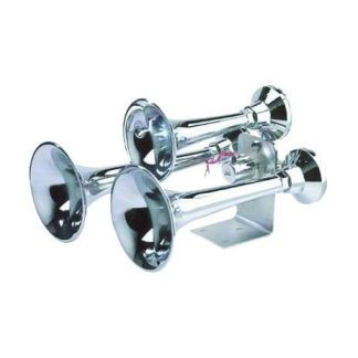 Fortpro 3 Round Air Horn Chrome Heavy Duty Trumpets 12-24 volts | F224768