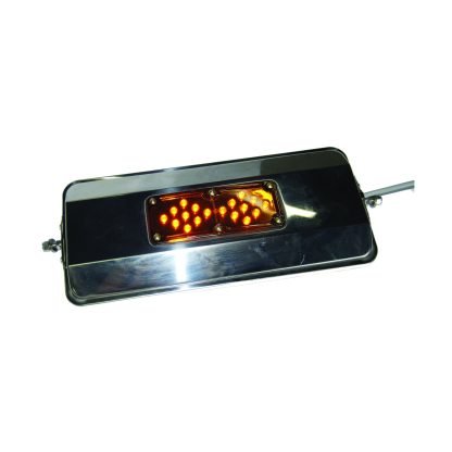 Fortpro 6 1/2"x16" Stainless Steel West Coast Heated Mirror with LED Light | F245675 - Image 2