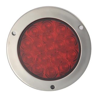4” Round - 16 LED With Steel Flange Mounts - Amber - Stainless Steel Ring | F235497
