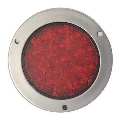 4” Round - 16 LED With Steel Flange Mounts - Amber - Stainless Steel Ring | F235497