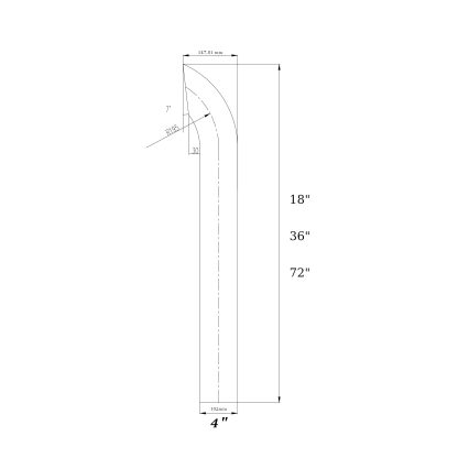 Fortpro 4"x78" Curved Chrome Exhaust Stack Pipe with OD Bottom | F247703 - Image 2