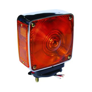 Square Chrome Turn Signal Incandescent Light - Left | F235242
