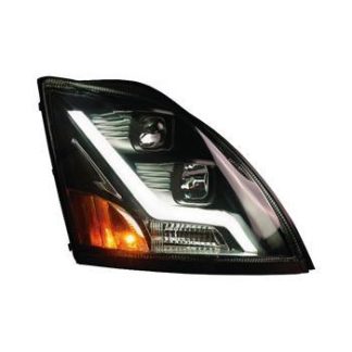 Fortpro Black Housing Headlights with Light Bar Compatible with Volvo VN/VNL - Passenger Side  | F236824