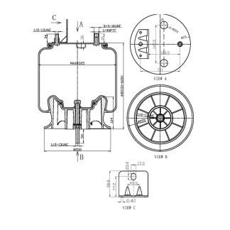 Rolling Lobe Air Spring - 9875 Air Bag