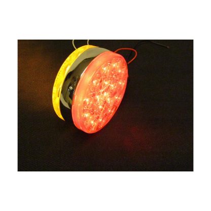 Round Chrome Turn Signal Light 17 Red + 17 Amber LED - Clear | F235261 - Image 3