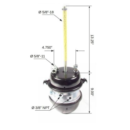 Fortpro Type 30/30 Sealed Air Spring Brake Chamber - 2 1/2" Stroke Threaded | F224746E