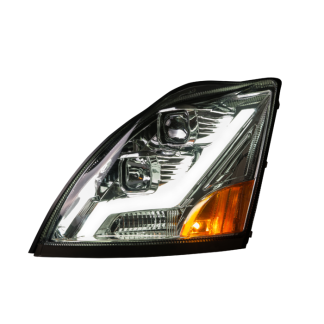 Fortpro Chrome Housing Headlight with light bar Compatible with Volvo VN/VNL - Driver Side | F236821