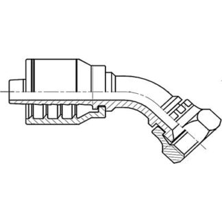0606 JIC FEMALE SWIVEL 45° BENT TUBE MED